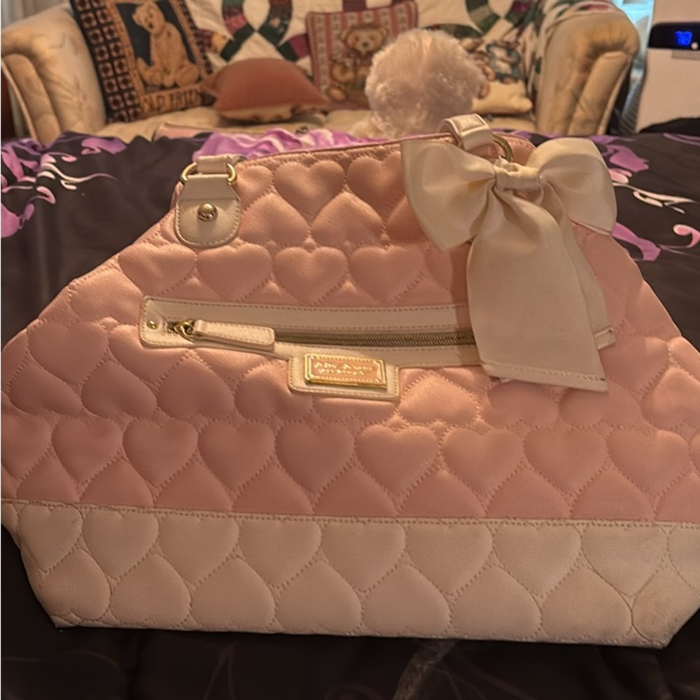 Betsey Johnson Blush and Ivory Quilted Shoulder Bag